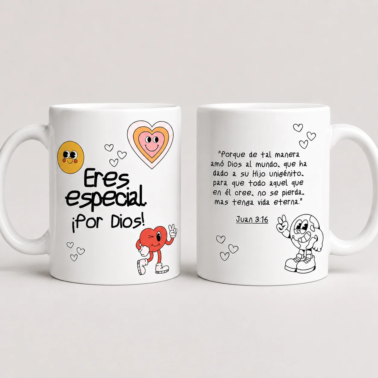 Tazas con mensaje de bienvenida